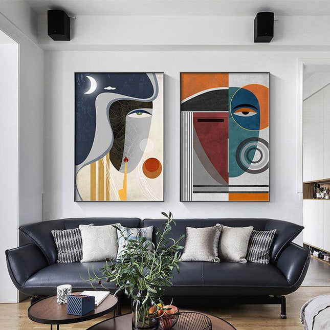 Geometric Funny Face Wall Art: Playful and Whimsical Canvas Print