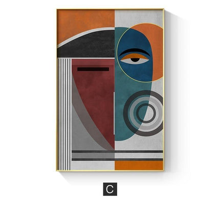 Geometric Funny Face Wall Art: Playful and Whimsical Canvas Print