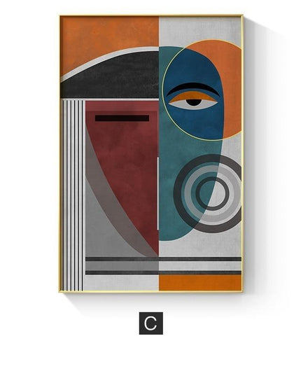 Geometric Funny Face Wall Art: Playful and Whimsical Canvas Print
