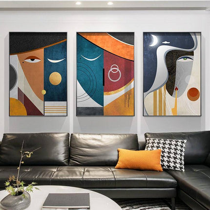 Geometric Funny Face Wall Art: Playful and Whimsical Canvas Print
