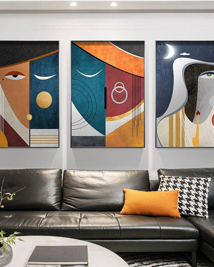 Geometric Funny Face Wall Art: Playful and Whimsical Canvas Print