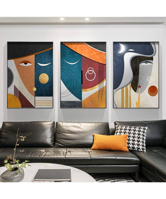 Geometric Funny Face Wall Art: Playful and Whimsical Canvas Print