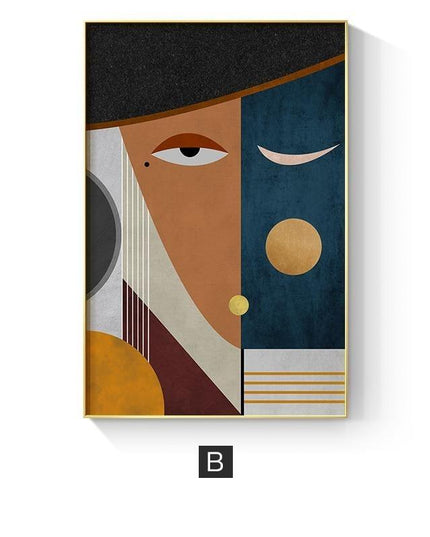 Geometric Funny Face Wall Art: Playful and Whimsical Canvas Print