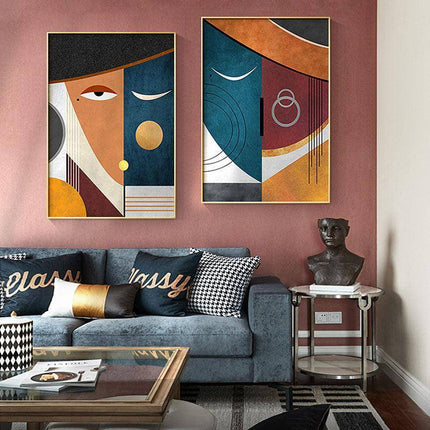 Geometric Funny Face Wall Art: Playful and Whimsical Canvas Print