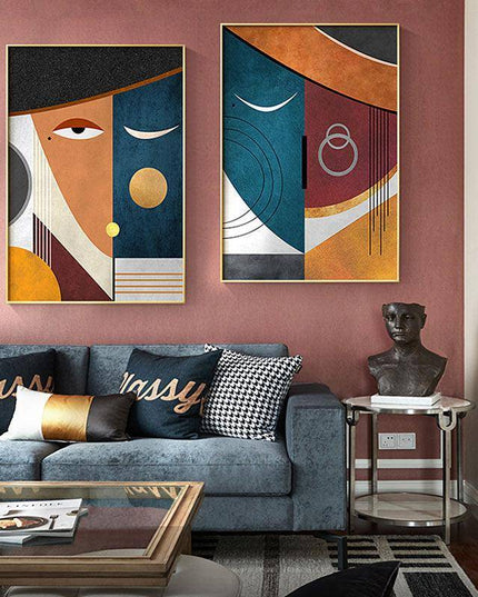Geometric Funny Face Wall Art: Playful and Whimsical Canvas Print