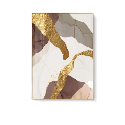 Glamorous Marble Golden Foil Wall Art Poster: Canvas Print Elegance