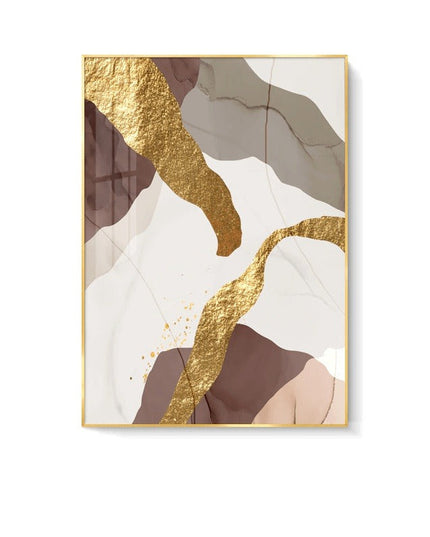 Glamorous Marble Golden Foil Wall Art Poster: Canvas Print Elegance