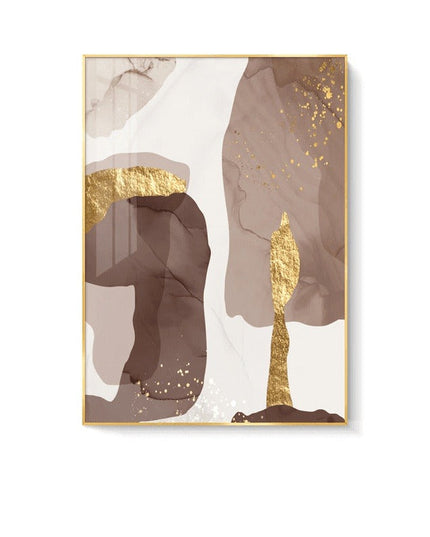 Glamorous Marble Golden Foil Wall Art Poster: Canvas Print Elegance