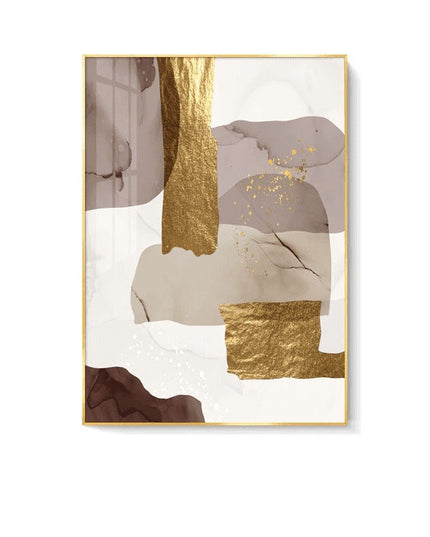 Glamorous Marble Golden Foil Wall Art Poster: Canvas Print Elegance