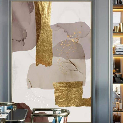 Glamorous Marble Golden Foil Wall Art Poster: Canvas Print Elegance