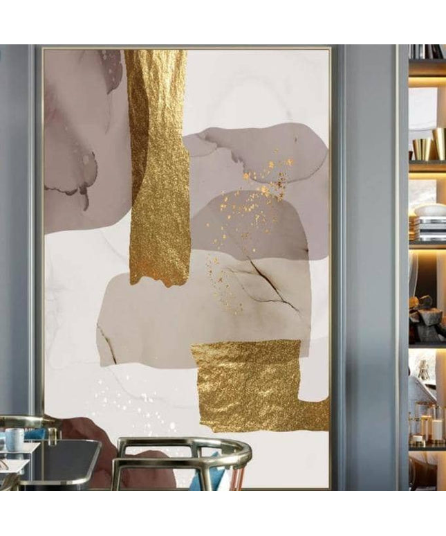 Glamorous Marble Golden Foil Wall Art Poster: Canvas Print Elegance