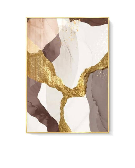 Glamorous Marble Golden Foil Wall Art Poster: Canvas Print Elegance