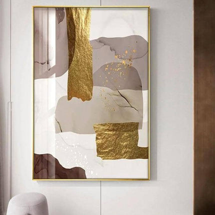 Glamorous Marble Golden Foil Wall Art Poster: Canvas Print Elegance