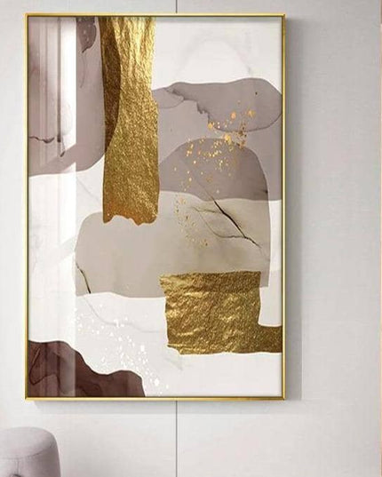 Glamorous Marble Golden Foil Wall Art Poster: Canvas Print Elegance