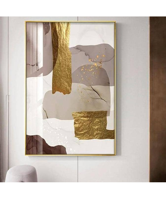 Glamorous Marble Golden Foil Wall Art Poster: Canvas Print Elegance