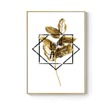 Golden Flower Leaf Wall Art: Artistic and Stylish Wall Poster