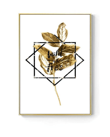 Golden Flower Leaf Wall Art: Artistic and Stylish Wall Poster
