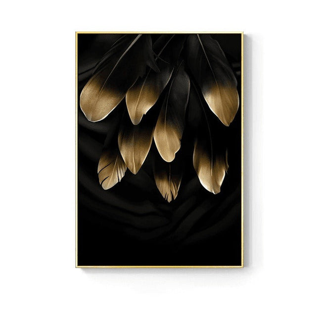Golden Flower Leaf Wall Art: Artistic and Stylish Wall Poster