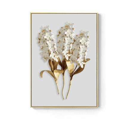 Golden Flower Leaf Wall Art: Artistic and Stylish Wall Poster