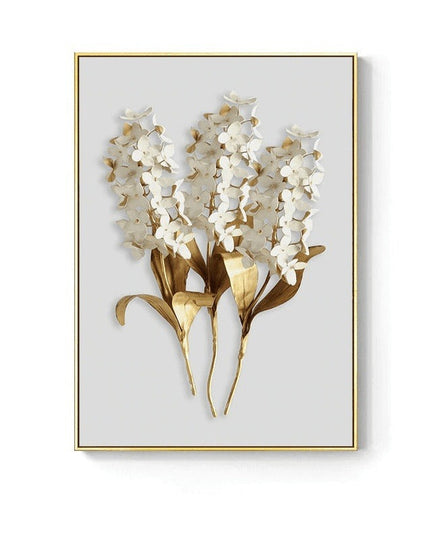 Golden Flower Leaf Wall Art: Artistic and Stylish Wall Poster