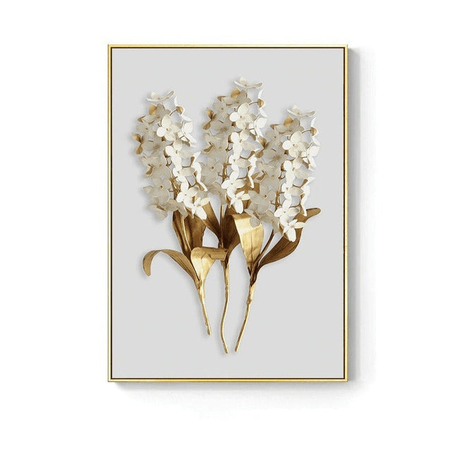 Golden Flower Leaf Wall Art: Artistic and Stylish Wall Poster