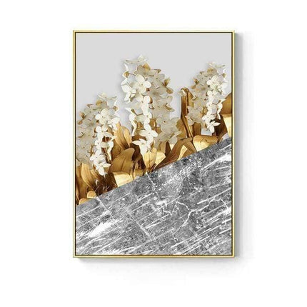 Golden Flower Leaf Wall Art: Artistic and Stylish Wall Poster