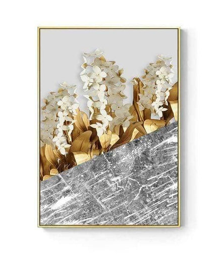 Golden Flower Leaf Wall Art: Artistic and Stylish Wall Poster