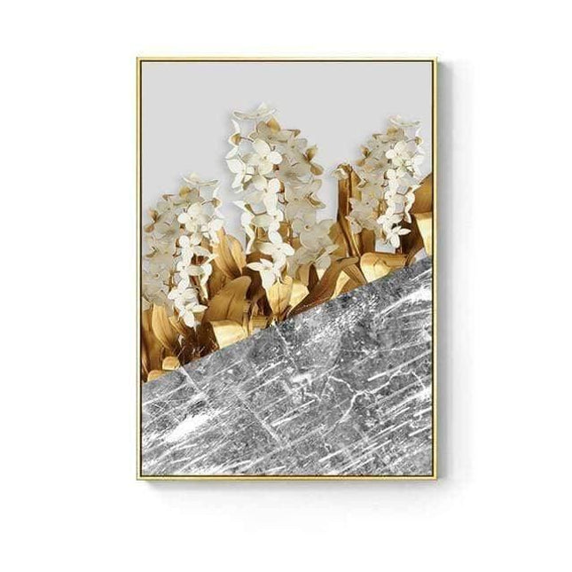 Golden Flower Leaf Wall Art: Artistic and Stylish Wall Poster