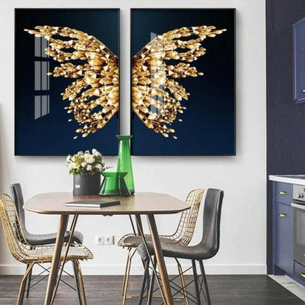 Golden Foil Butterfly Print - Playful & Eye-Catching Wall Decor