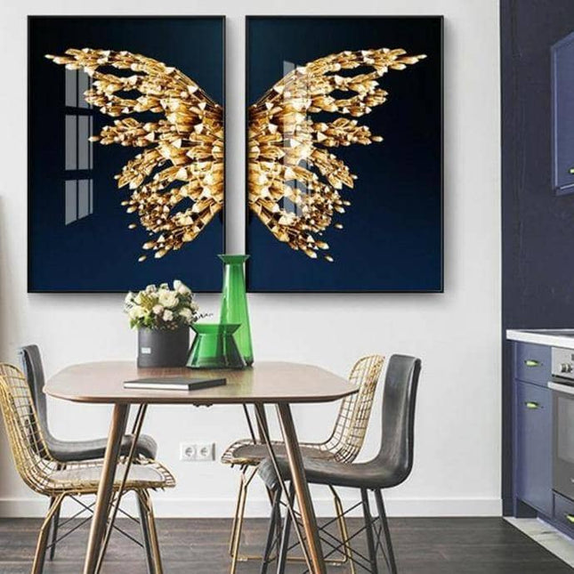 Golden Foil Butterfly Print - Playful & Eye-Catching Wall Decor