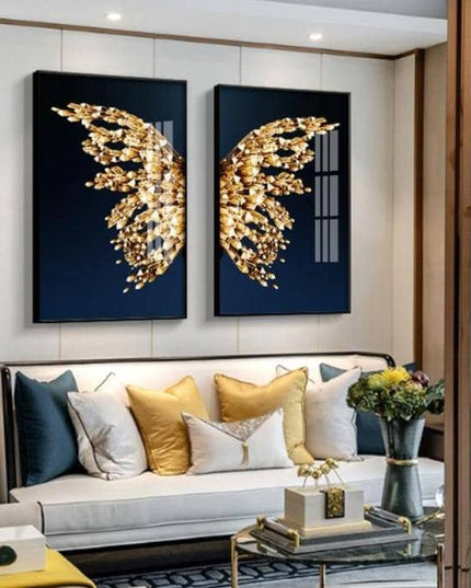 Golden Foil Butterfly Print - Playful & Eye-Catching Wall Decor