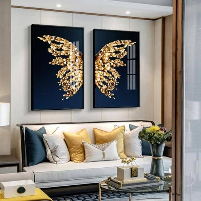 Golden Foil Butterfly Print - Playful & Eye-Catching Wall Decor