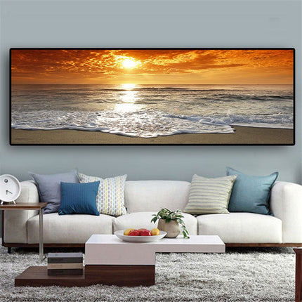 Golden Horizons: Sunsets Natural Sea Beach Canvas Poster 