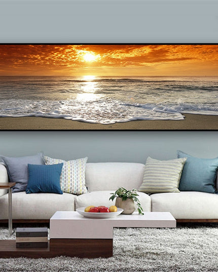 Golden Horizons: Sunsets Natural Sea Beach Canvas Poster 