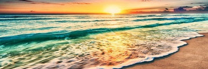Golden Horizons: Sunsets Natural Sea Beach Canvas Poster 