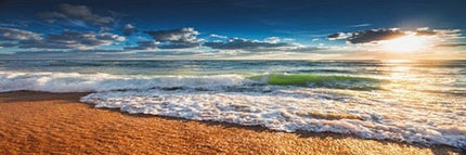 Golden Horizons: Sunsets Natural Sea Beach Canvas Poster 