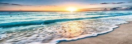 Golden Horizons: Sunsets Natural Sea Beach Canvas Poster 