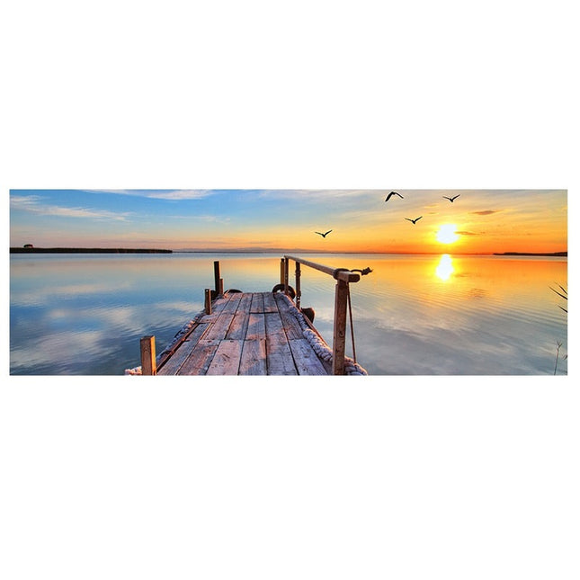 Golden Horizons: Sunsets Natural Sea Beach Canvas Poster 