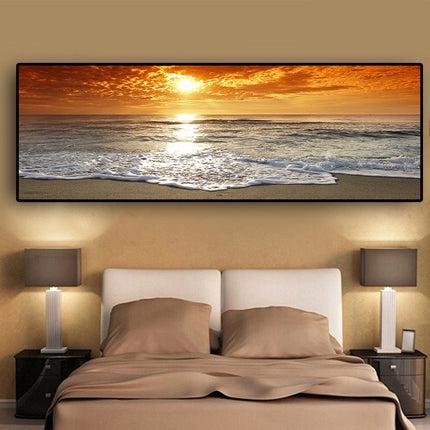 Golden Horizons: Sunsets Natural Sea Beach Canvas Poster 