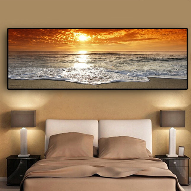 Golden Horizons: Sunsets Natural Sea Beach Canvas Poster 