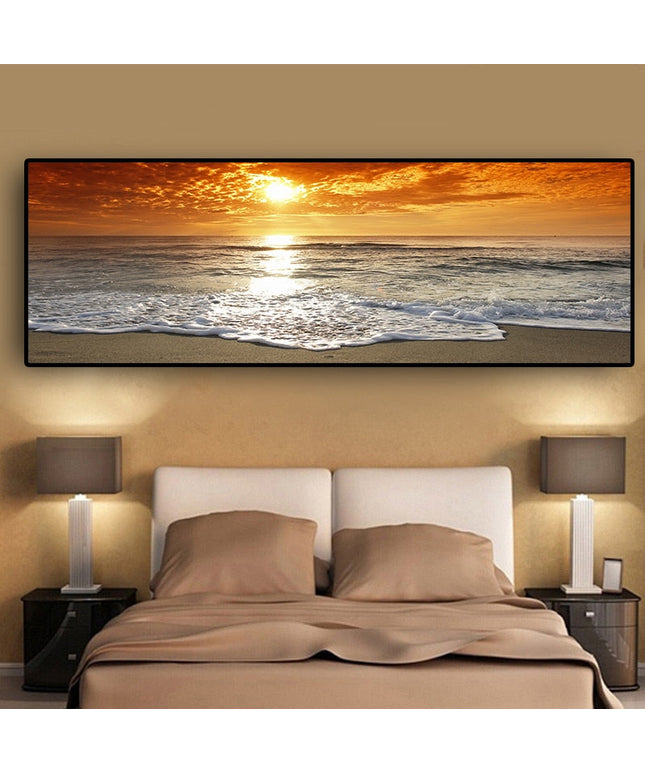Golden Horizons: Sunsets Natural Sea Beach Canvas Poster 