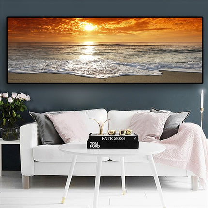 Golden Horizons: Sunsets Natural Sea Beach Canvas Poster 