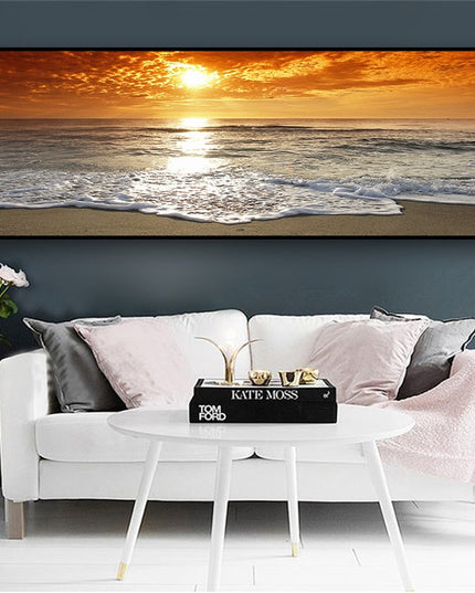 Golden Horizons: Sunsets Natural Sea Beach Canvas Poster 