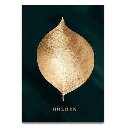 Golden Plant Leaves Wall Art: Botanical and Stylish Wall Poster