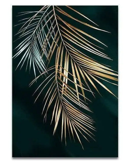Golden Plant Leaves Wall Art: Botanical and Stylish Wall Poster