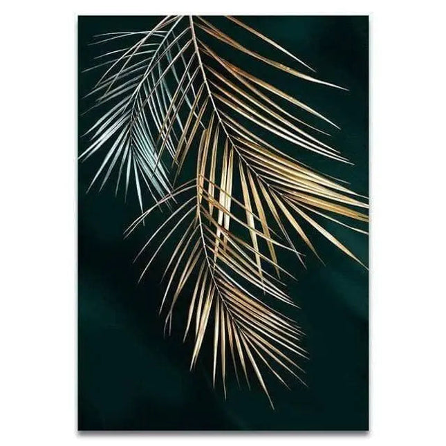 Golden Plant Leaves Wall Art: Botanical and Stylish Wall Poster