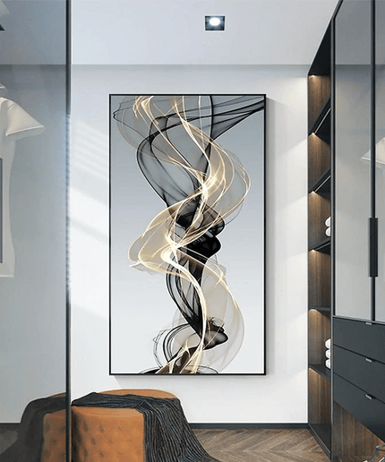 Golden Tempest - Modern Minimalist Abstract Canvas Poster Wall Poster
