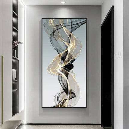 Golden Tempest - Modern Minimalist Abstract Canvas Poster Wall Poster