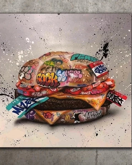 Gourmet Graffiti: Hamburger Delight Creative Art Print Wall Poster