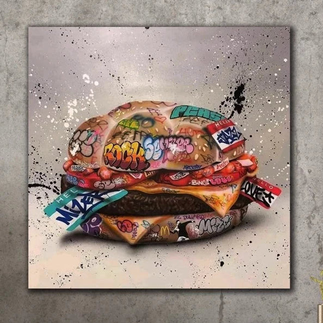 Gourmet Graffiti: Hamburger Delight Creative Art Print Wall Poster